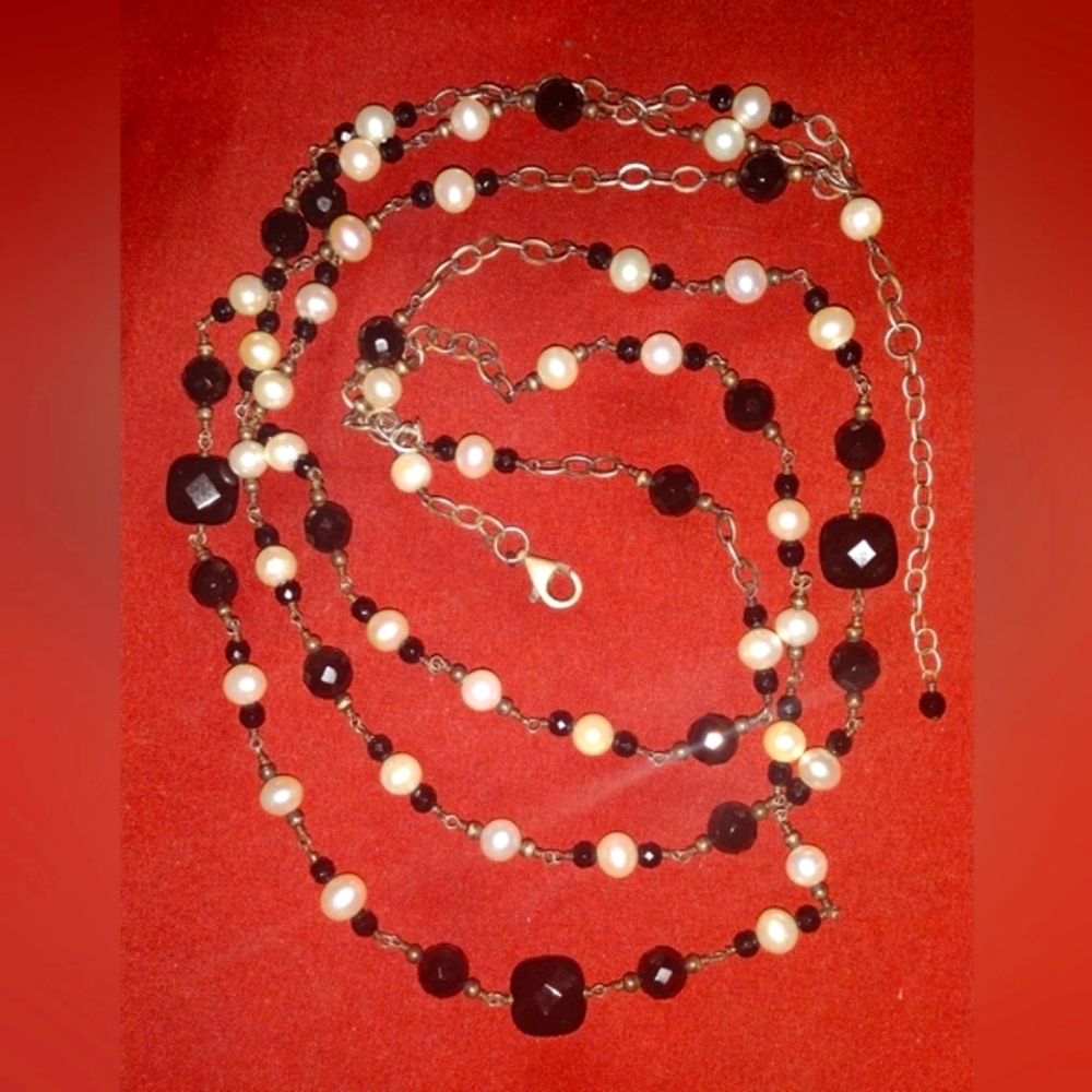 Honora Collection Black Onyx & Pearl Triple Strand Necklace
